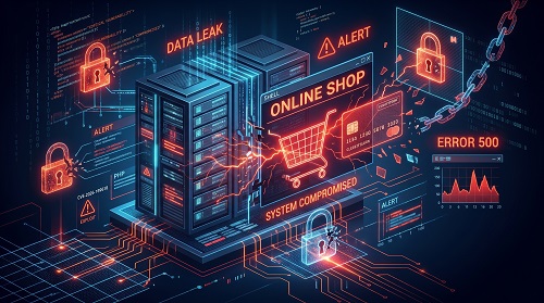 PHPの脆弱性による損害をイメージしたイラスト画像
